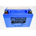 Аккумулятор 12В 9Ач HEMEN ENERGY CT1209 (UTX9-BS(MF)) (кислотный, герметичный) (прямая полярн)
